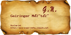 Geiringer Máté névjegykártya