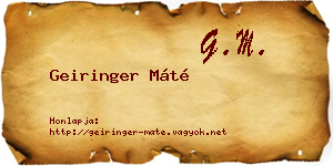 Geiringer Máté névjegykártya